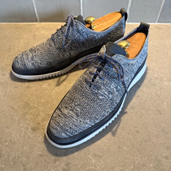 Cole Haan ZERØGRAND Knit Oxford Shoes Blue Gray | Men